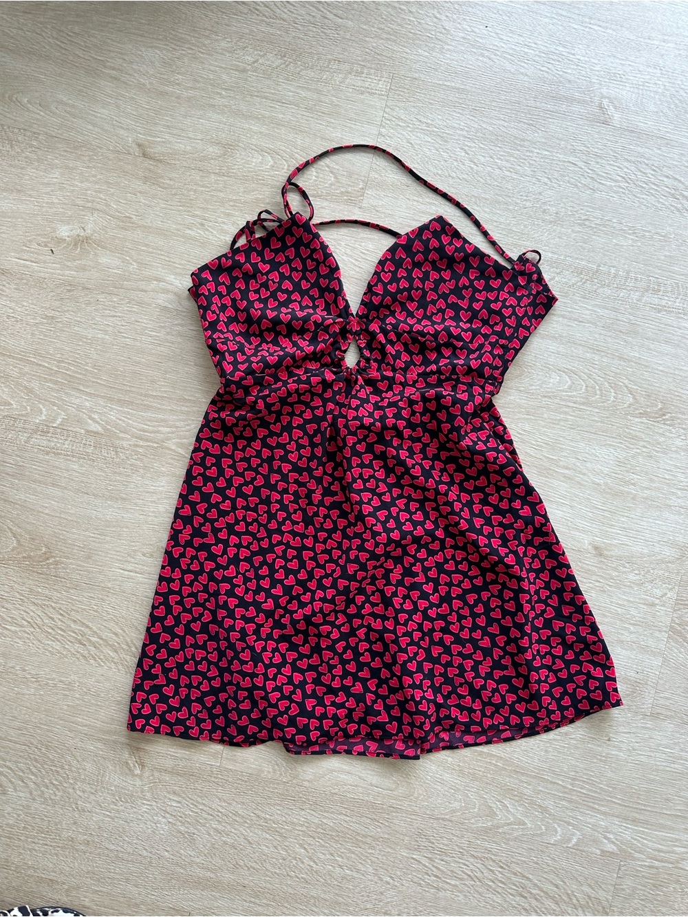 Victoria's Secret Black Mini Dress with Pink Heart Print